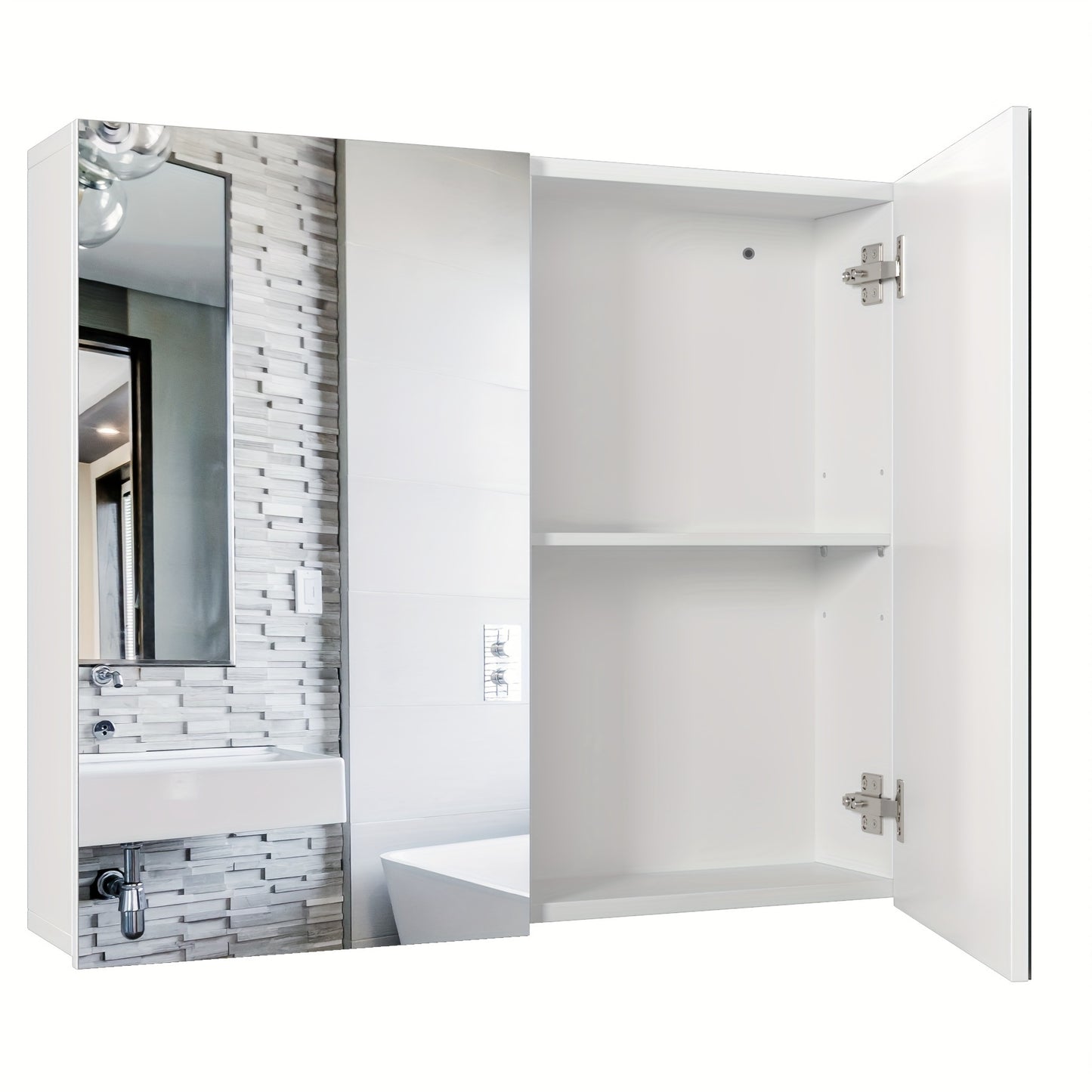 Kast – Boekenkast – Opbergkast – Servieskast – Vitrinekast – Wit – Hoogwaardig Hout – Veel Opbergruimte Met 2 Deuren En Open Planken