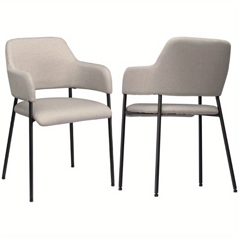 Eetkamerstoelen – Keukenstoelen – Dining Stoelen – Stoelen Met Rugleuning – Gepolsterde Stoelen – Metalen Poot – Comfortabel Zitvlak – 54x54x84 cm – Beige Modern Design