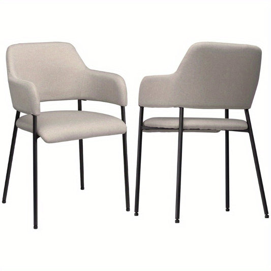 Eetkamerstoelen – Keukenstoelen – Dining Stoelen – Stoelen Met Rugleuning – Gepolsterde Stoelen – Metalen Poot – Comfortabel Zitvlak – 54x54x84 cm – Beige Modern Design