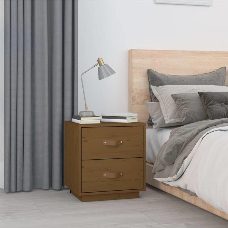 Bedside tables 2 st 40x34x45cm Solid grenenwood honingbruin Removable, suitable for indoor use and suitable for all seasons
