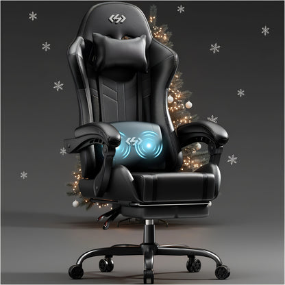 Ergonomische Gamingstoel – Bureaustoel – Zwarte Gamestoel – Comfortabele Computestoel – Verstelbare Werkstoel – Massagefunctie – Memory Foam Kussens – Zwart/Rood