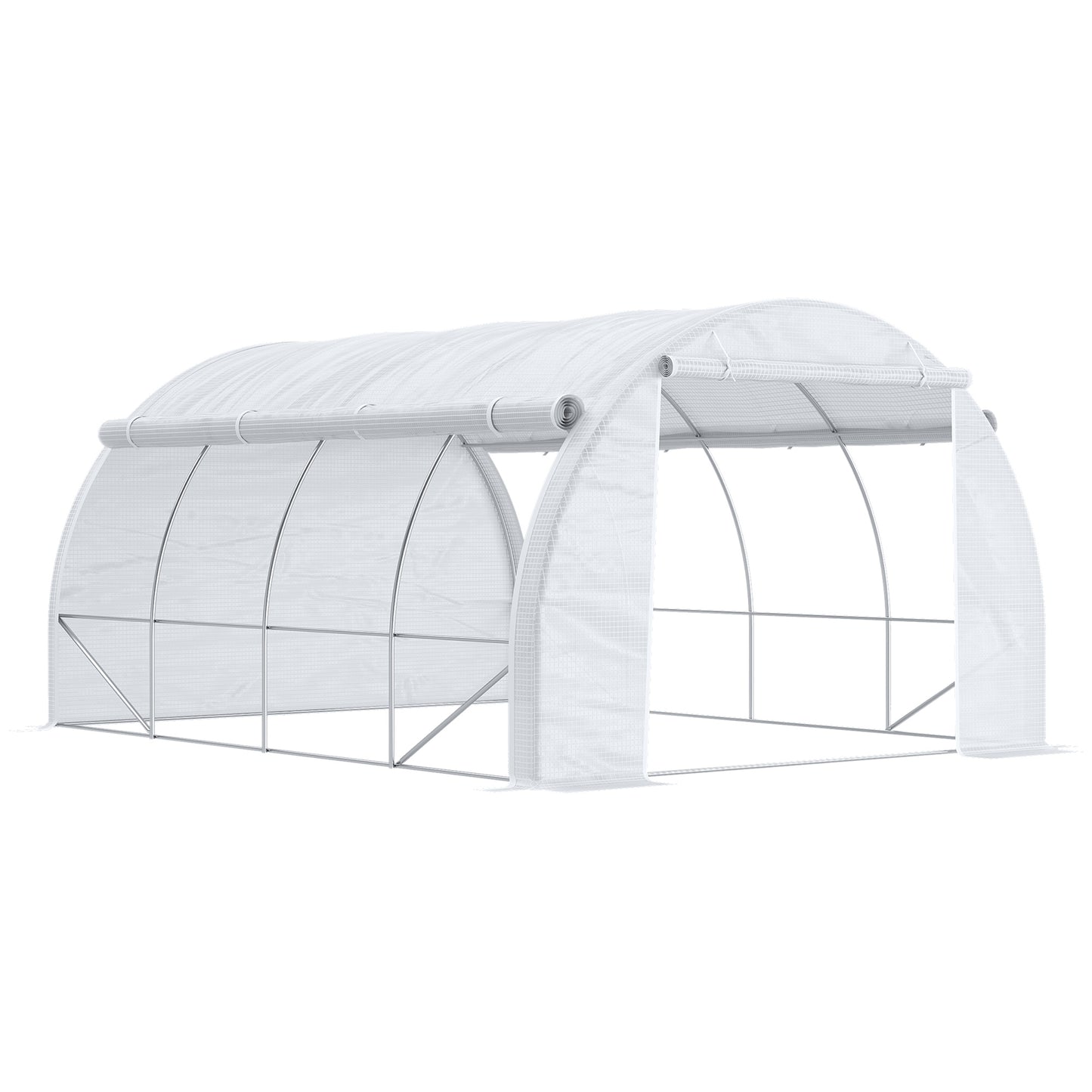 Tunnelkas – Serre – Kweekkas – Groentetunnel – Tuinkas Zwart – 12 m² – Gegalvaniseerd Stalen Frame – UV-Bescherming PE Afdekhoes