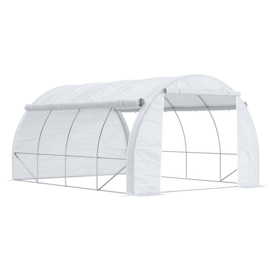 Tunnelkas – Serre – Kweekkas – Groentetunnel – Tuinkas Zwart – 12 m² – Gegalvaniseerd Stalen Frame – UV-Bescherming PE Afdekhoes