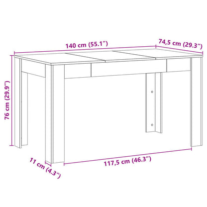 Eettafel – Tafel Voor Eetkamer – Keukentafel – Eetkamertafel – Moderne Tafel – Massief Hardhout – Natuurlijke Bruine Tinten – 140x74,5x76 cm – Stevige Constructie – Eenvoudige Montage