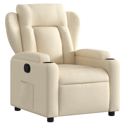 Relaxstoel – Fauteuil – Loungestoel – Schommelstoel – Ligstoel – Handmatig Verstelbaar – Ademend Stof Crème