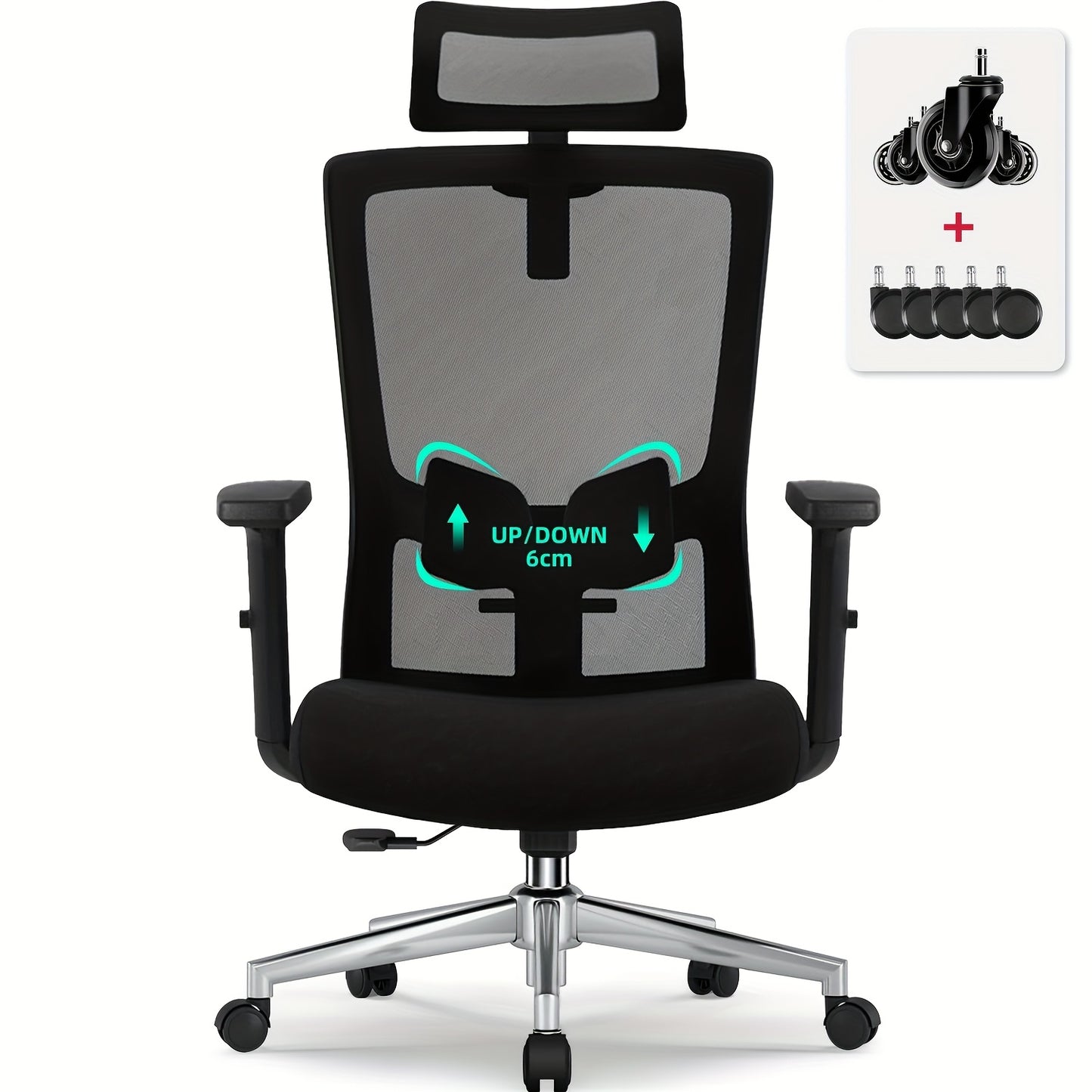 Bureaustoel – Office Chair – Bureaustoel Mesh – Verstelbare Bureaustoel – Draaistoel – Ergonomisch Design – Verstelbare Hoofdsteun & Lendensteun – Geschikt Tot 150 kg