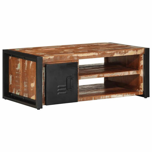 Salontafel – Koffietafel – Woonkamertafel – Bijzettafel – Houten Tafel – Gerecycled Hardhout – 90x50x36 cm – Afneembaar Tafelblad – Duurzaam & Ruimtelijk Design