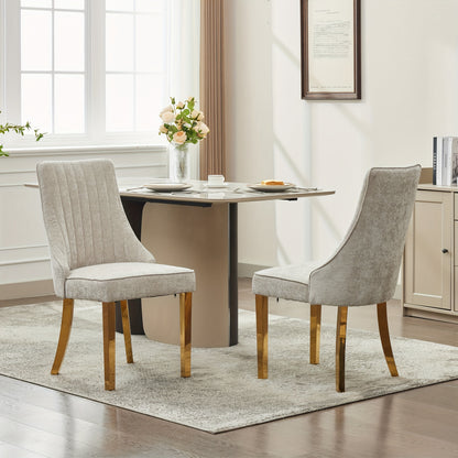 Eetkamerstoelen – Stoelen – Dining Chairs – Tuinstoelen – Keukenstoelen – Beige Met Gouden Poten – Zacht Gevoerd Zitvlak – Stevig Roestvrij Stalen Frame