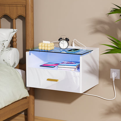 Set van 2 Wandmontage Nachtkastjes – Met Lade, 42x30x24,5 cm – Zwaart