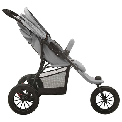 Kinderwagen – Wandelwagen – Buggy – Babywagen – Kinderbuggy – Lichtgrijs – Eénhandig Inklapbaar – Verstelbare Rugleuning