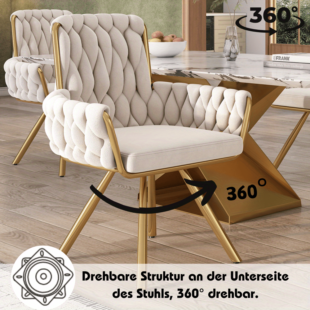 Draaifauteuil – Fauteuil – Draaistoel – Loungestoel – Relaxstoel – Moderne Velvet Stof – 360° Draaibaar Met Handmatige Kantelfunctie – Stevig Metalen Gouden Poten & Gemakkelijk Schoon Te Maken