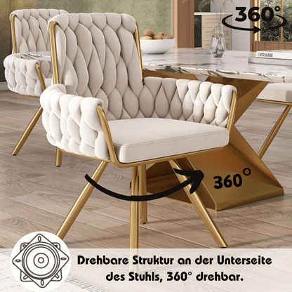Draaifauteuil – Fauteuil – Draaistoel – Loungestoel – Relaxstoel – Moderne Velvet Stof – 360° Draaibaar Met Handmatige Kantelfunctie – Stevig Metalen Gouden Poten & Gemakkelijk Schoon Te Maken
