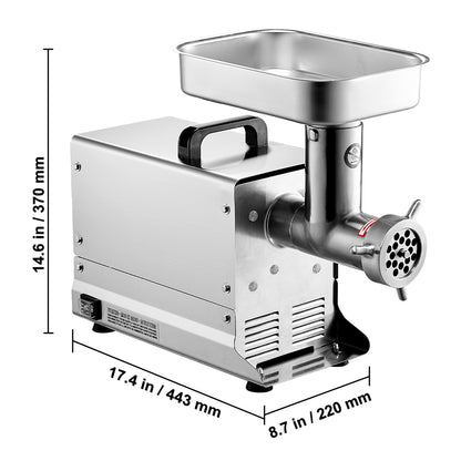 Elektrische Vleesmolen – Vleesmaler – Worstmaker – Industriële Molen – 300W Motor – Roestvrij Staal