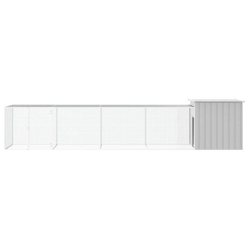 Kippenren – Kippenhok – Kippenkooi – Kippenren Buiten – Kippenren Grijs – Gegalvaniseerd Staal – 500x91x100 cm – Weerbestendig & Stevig