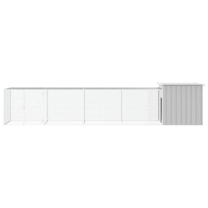 Kippenren – Kippenhok – Kippenkooi – Kippenren Buiten – Kippenren Grijs – Gegalvaniseerd Staal – 500x91x100 cm – Weerbestendig & Stevig