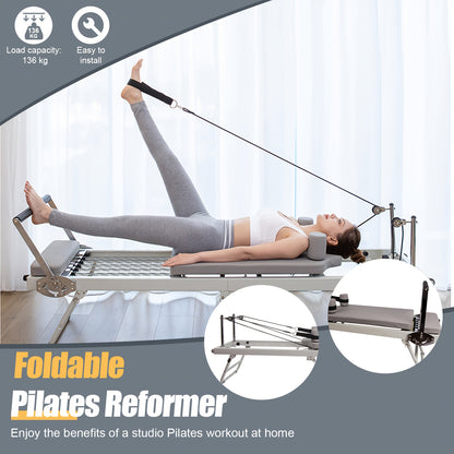 Pilatesapparaat – Pilates Reformer – Pilates Machine – Fitnessapparaat – Core Trainer – Inklapbaar & Compact – Stalen Frame – Verstelbare Weerstand