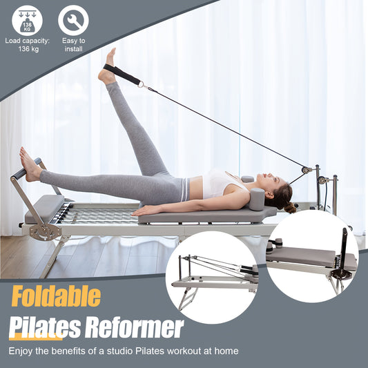 Pilatesapparaat – Pilates Reformer – Pilates Machine – Fitnessapparaat – Core Trainer – Inklapbaar & Compact – Stalen Frame – Verstelbare Weerstand
