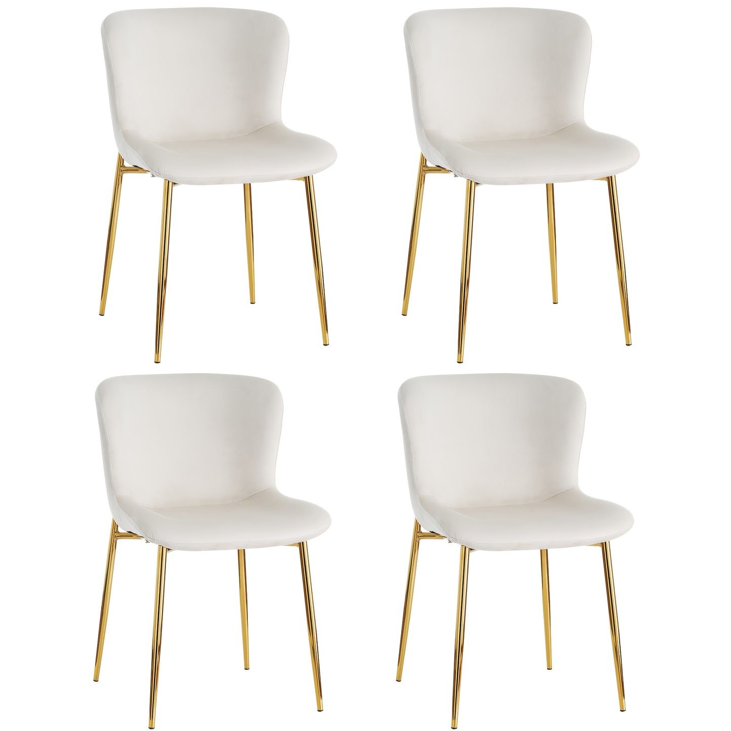Eetkamerstoel – Stoel – Kuipstoel – Draaistoel – Eetkamerstoelen – Set van 4 – Beige Kussens – Stevig Metalen Frame – Ergonomisch Design