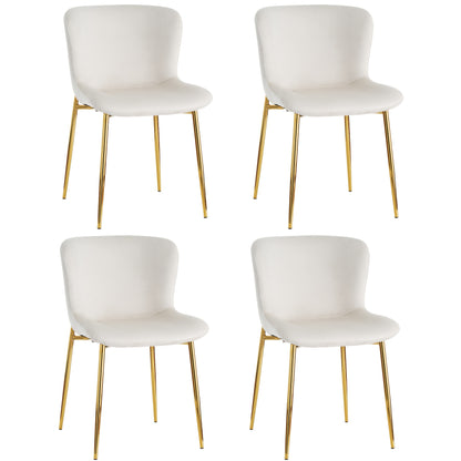 Eetkamerstoel – Stoel – Kuipstoel – Draaistoel – Eetkamerstoelen – Set van 4 – Beige Kussens – Stevig Metalen Frame – Ergonomisch Design