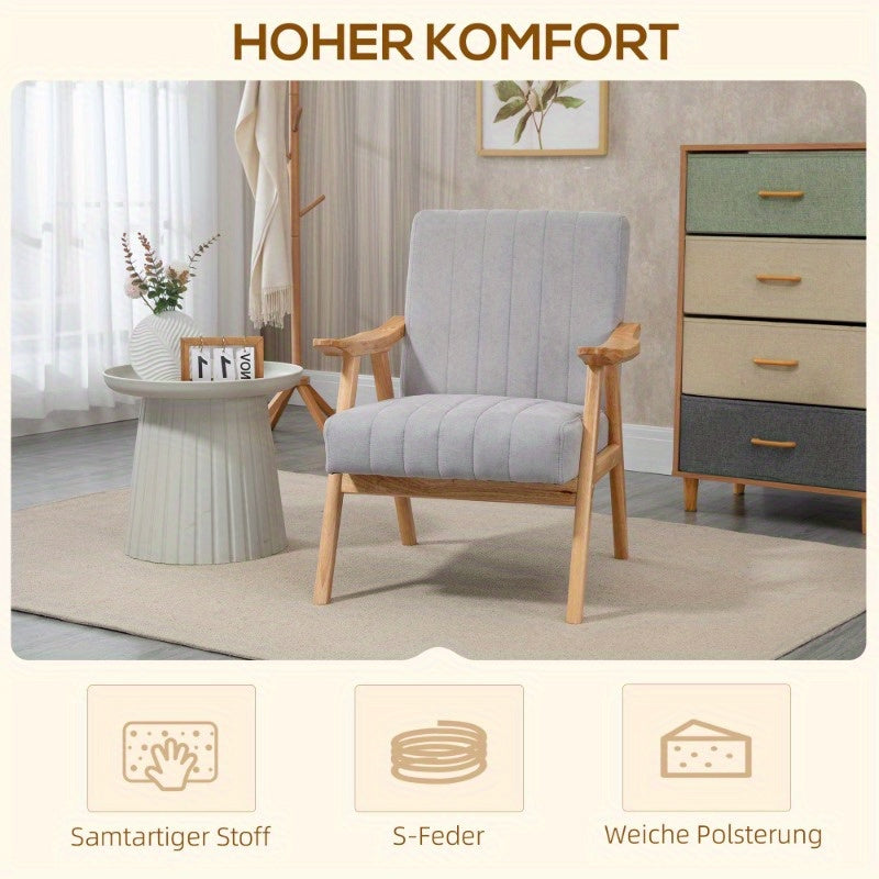 Lounge Fauteuil – Relaxstoel – Armstoel – Zitstoel – Scandinavische Moderne Zithoek – Gevoerde Zitting – Lichtgrijs Metaalframe – Geen Montage – Gemakkelijk Schoon Te Maken