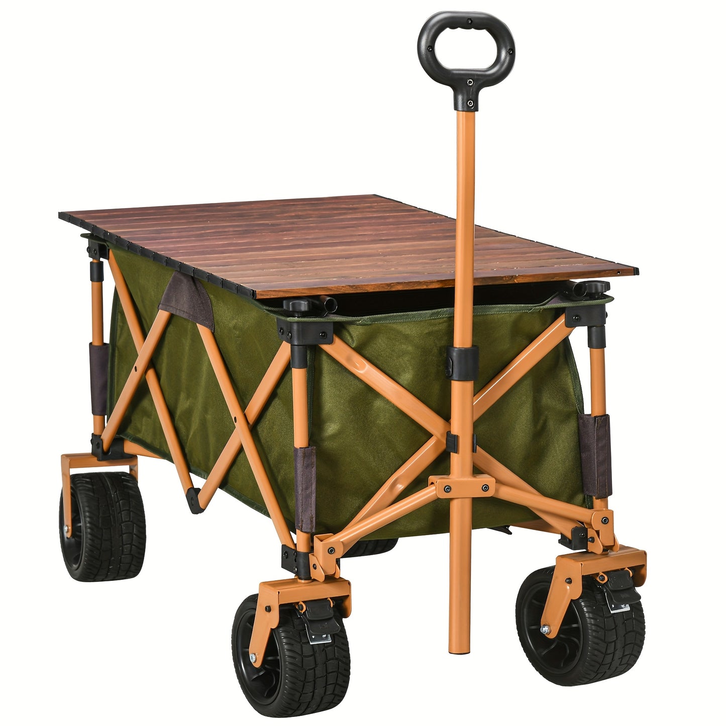 Strandwagen – Bolderkar – Transportwagen – Bolderwagen – Opvouwbare Trolley – Max. 120 Kg – Stevig Metalen Frame – Groen