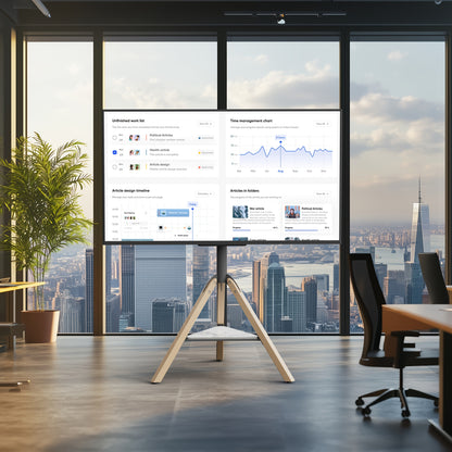 Zware Hoek-TV-Standaard – Voor 101–190 cm Schermen – Tripod Vloermontage met Hoogteverstelling, Draaibare Basis en Sintersteenplank