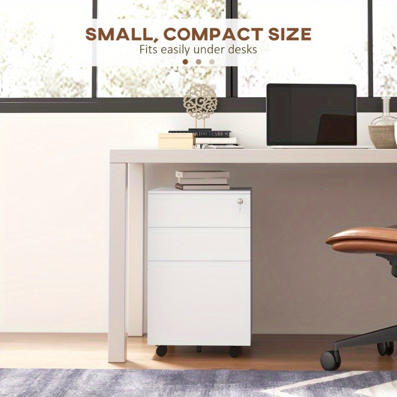 Rollende Ladekast – Mobiele Archiefkast – Verrijdbare Bureaukast – Ladeblok Op Wieltjes – Kantoorkast – Met Slot – Stalen Constructie – Compact 37x43,5x60 cm