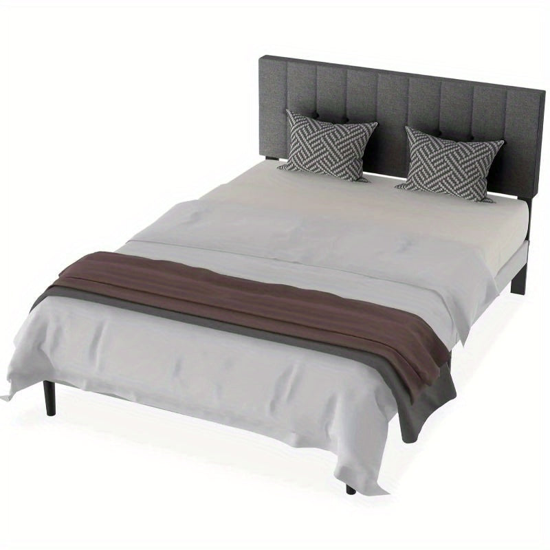 Bedframe Metaal – Stalen Bedframe – Bedombouw – Eenpersoonsbed – Slaapkamerbed – Kunstleren Hoofdbord – 140x200 cm – Stevig Metalen Frame – Lattenbodem Voor Ondersteuning