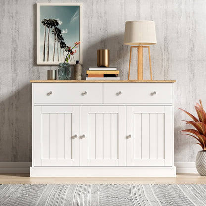 Dressoir – Opbergkast – Sideboard – Kast – Ladekast – Modern Wit – Strak Ontwerp – 120x36x80,5 cm – Stevig Spaanplaat