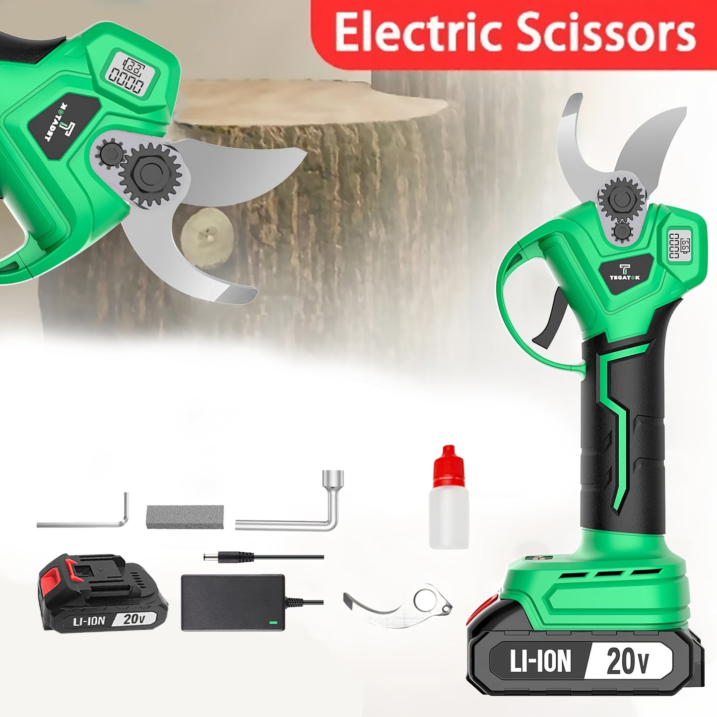 Takkensnijder – Snoerloze Snoeischaar – Elektrische Takkenknipper – Tuinschaar – Lithium Accu Snoeier – 25 Mm Snijbreedte – Digitale Batterijindicator