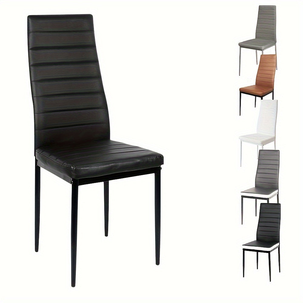 Eetkamerstoelen – Stoelen – Zwarte Stoelen – Keukenstoelen – Design Stoelen – 2 Stuks – Kunstleren Bekleding – Metalen Frame – Zithoogte 45 cm – Comfortabel & Duurzaam