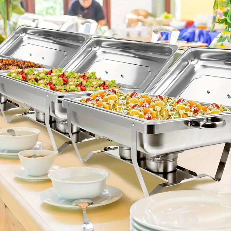 Chafing Dish Set – Buffet Warmhouders – Food Warmer – Catering Schalen – Draagbare Warmhouders – RVS 304 – 9,5 Quart per schaal – 4-Delige Set