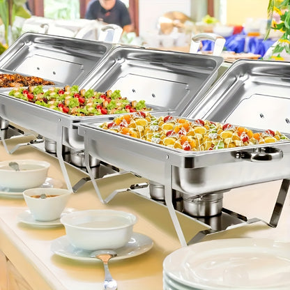 Chafing Dish Set – Buffet Warmhouders – Food Warmer – Catering Schalen – Draagbare Warmhouders – RVS 304 – 9,5 Quart per schaal – 4-Delige Set