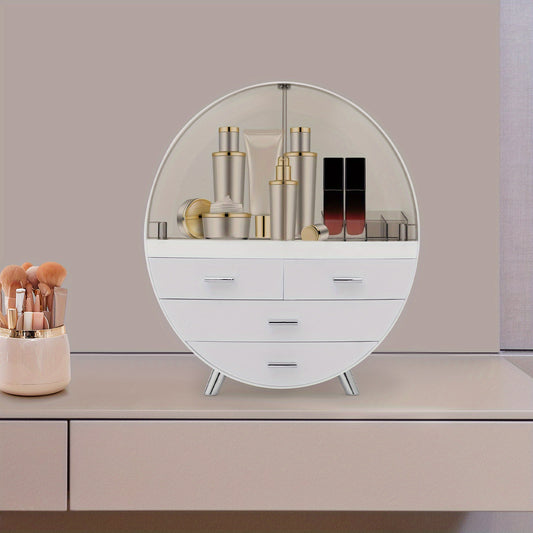 Cosmetica Organizer – Make-up Opberger – Beauty Organizer – Make-uptafel Organizer – Verzorgingsproducten Opbergdoos – 4 Lagen Met Lades – Duurzaam HIPS Materiaal – Modern Grijs-Wit Design