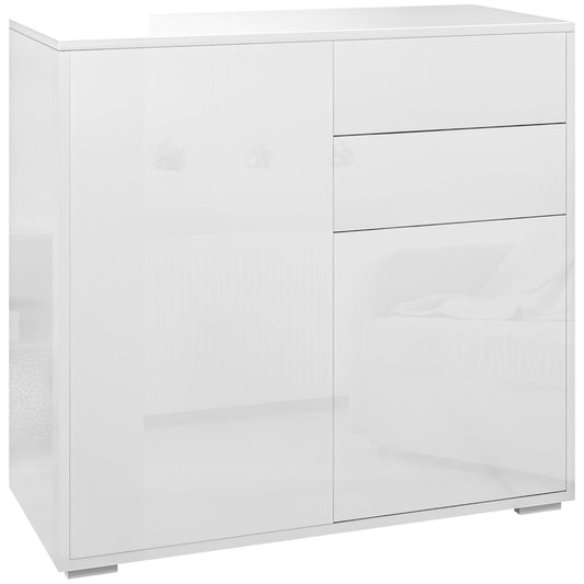 Commode – Ladekast – Opbergkast – Dressoir – Babykamermeubel – Witglanzend – 79x36x74 cm – Druk-open systeem