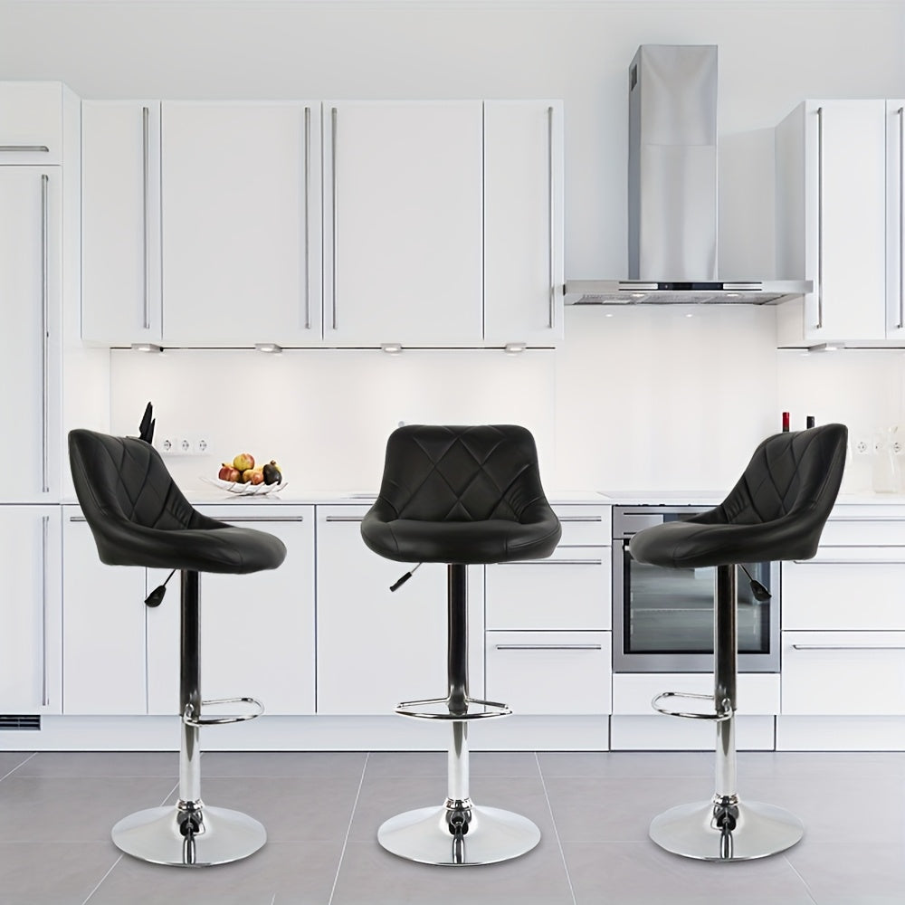 Set Industriële Barkrukken – Barkrukken – Barstoelen – Hoogkrukken – Eetkamerstoelen – Zwart Metaal – Donker Hout – Matte Afwerking – Rugleuning – Max 150 kg Draagkracht