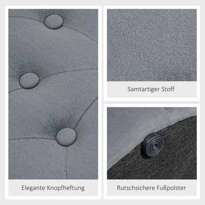 Poef – Opbergpoef – Hocker – Voetenbank – Zitzak – Ronde Grijze Velvet – Verborgen Opbergruimte – Compact Design