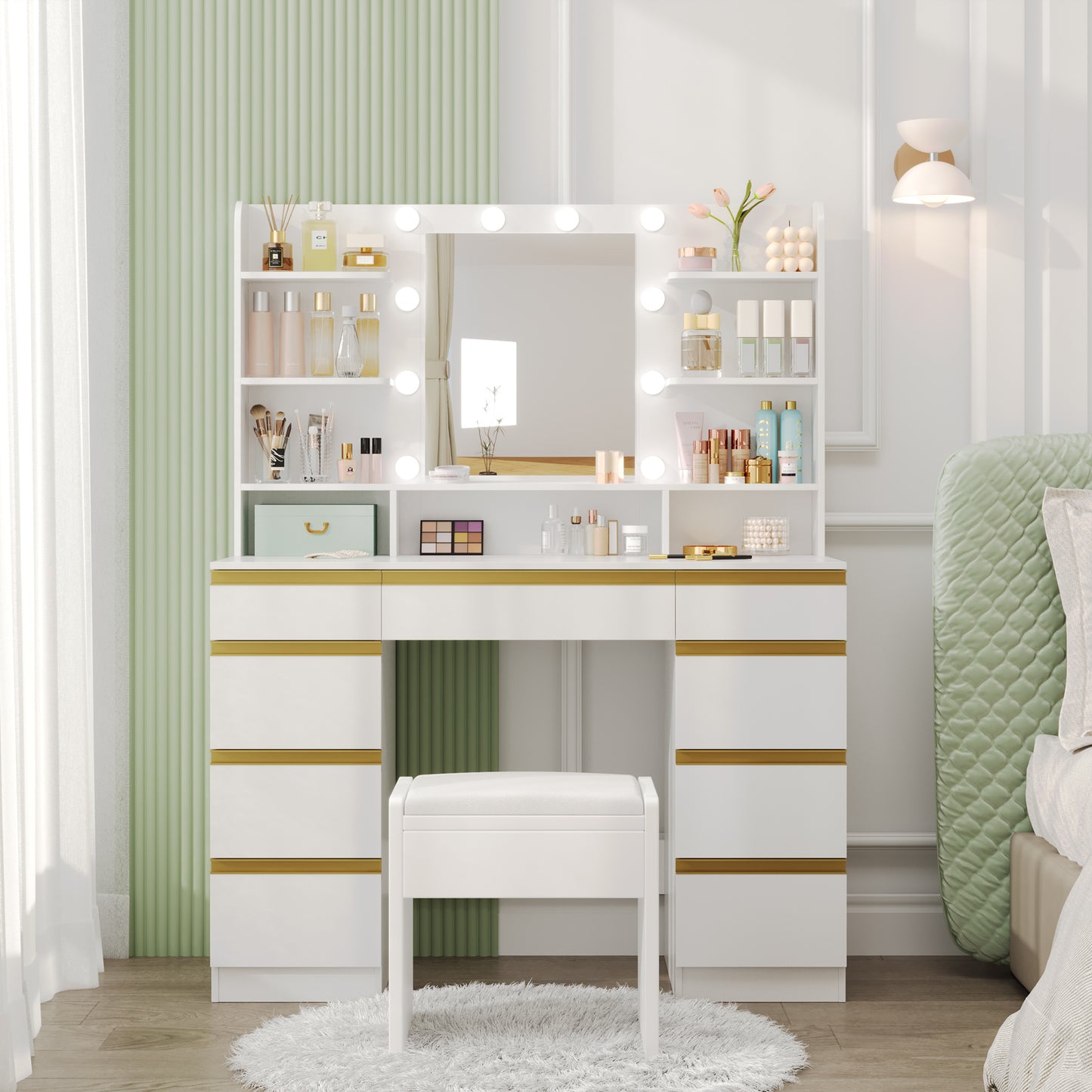Sieradendoos – Juwelendoos – Sieradenhouder – Sieradenorganizer – Opbergkast – Grote HD Spiegel – Verstelbare 10 LED Lampjes