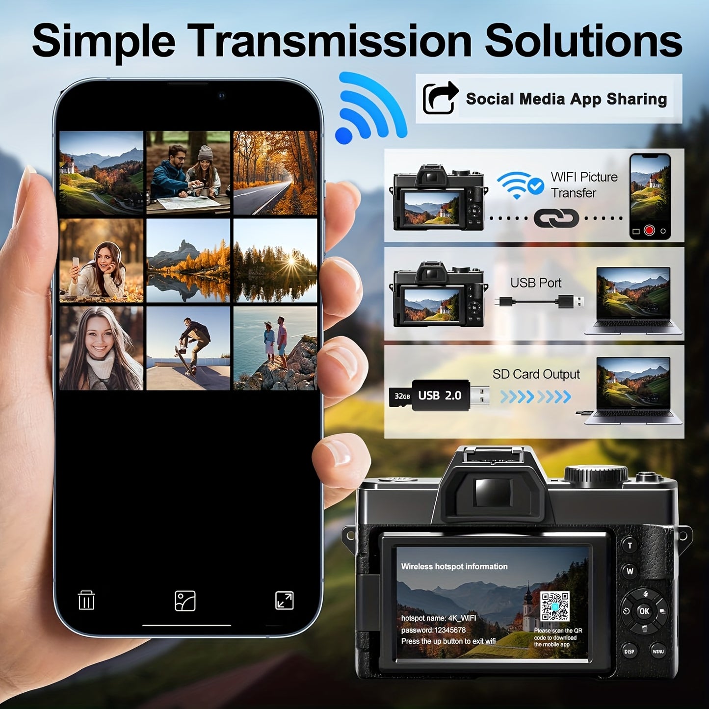 Vloggingcamera – Digitale Camera – Compactcamera – Videocamera – Zakcamera – 48MP Resolutie – 4K Video Met Autofocus