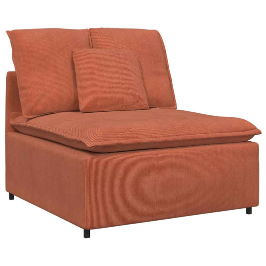 Modulaire Bank – Bankstel – Hoekbank – Zithoek – Segmentbank – Comfortabele Corduroy Bekleding – Stevig Metalen Frame – Rood-Oranje Middenmodule