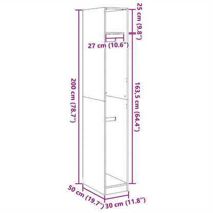 Wardrobe 30X50X200 Cm Treated Wood Black