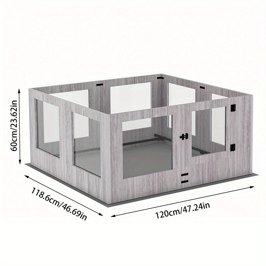 Honden Werpkist – Puppy Bench – Hondenren – Puppy Playpen – Hondenbox – Veilig Glas – Waterdichte Pad – 120x118,6x60 cm – Eenvoudig Schoon Te Maken