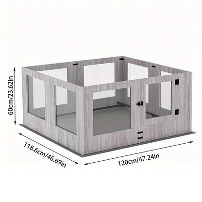 Honden Werpkist – Puppy Bench – Hondenren – Puppy Playpen – Hondenbox – Veilig Glas – Waterdichte Pad – 120x118,6x60 cm – Eenvoudig Schoon Te Maken