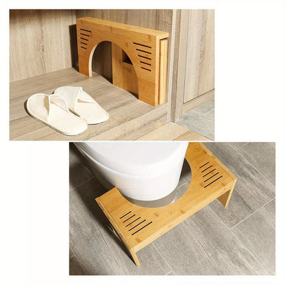 Toiletkrukje – WC Krukje – Opstapkrukje – Poepkrukje – Toiletsquat – Verstelbaar 17,8-22,9 cm – Duurzaam Bamboehout – Compact en Lichtgewicht