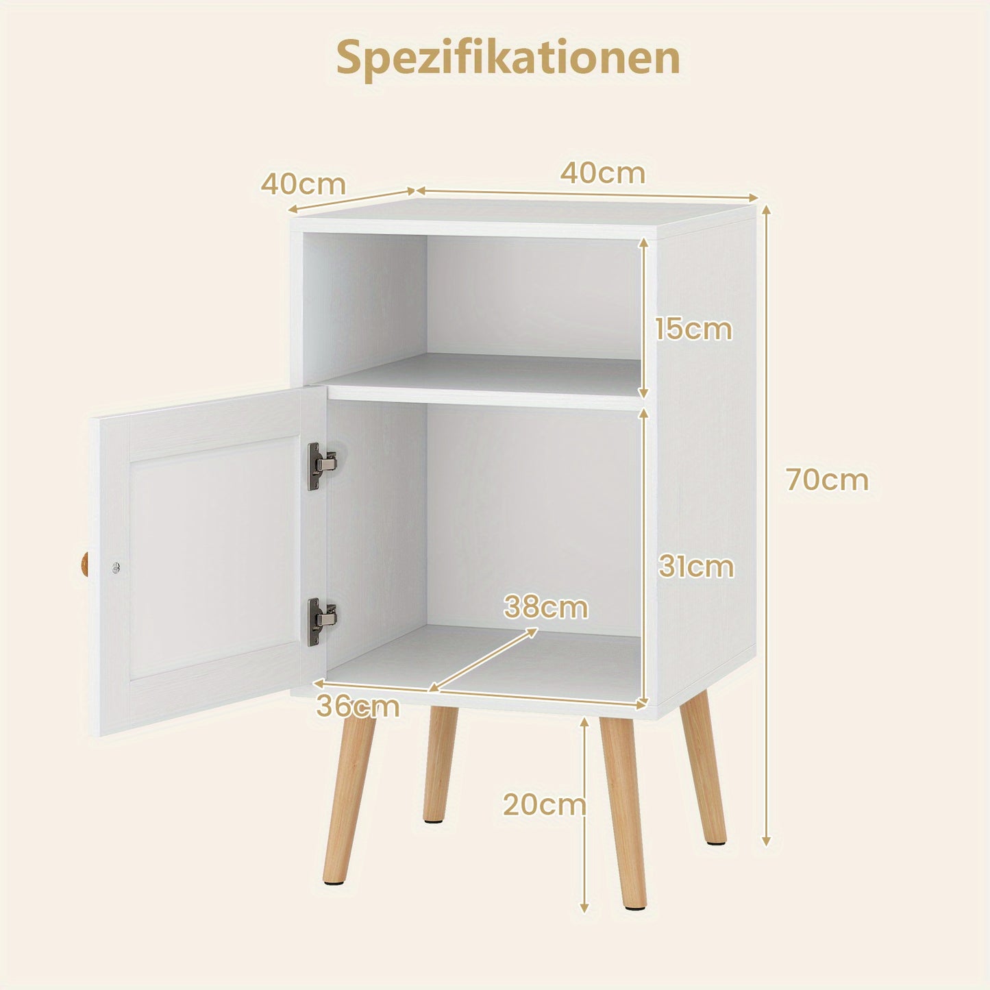 Nachtkastjes – Bedkastje – Bijzettafel – Opbergkast – Slaapkamerkast – Set Van 2 – Rattan Detail – Compact 40x40x70 cm