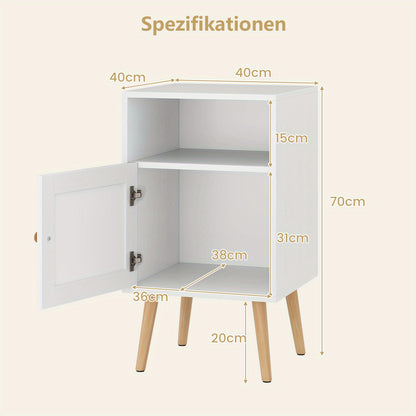 Nachtkastjes – Bedkastje – Bijzettafel – Opbergkast – Slaapkamerkast – Set Van 2 – Rattan Detail – Compact 40x40x70 cm