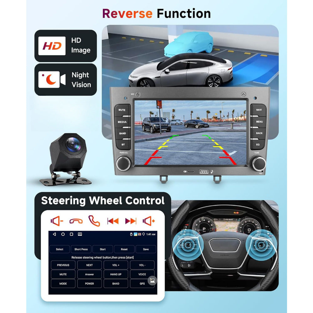 Android Autoradio – Multimedia Speler – Navigatiesysteem – Touchscreen Radio – 7 Inch Display – Draadloos CarPlay & Android Auto – Inclusief AHD Achteruitrijcamera & Microfoon