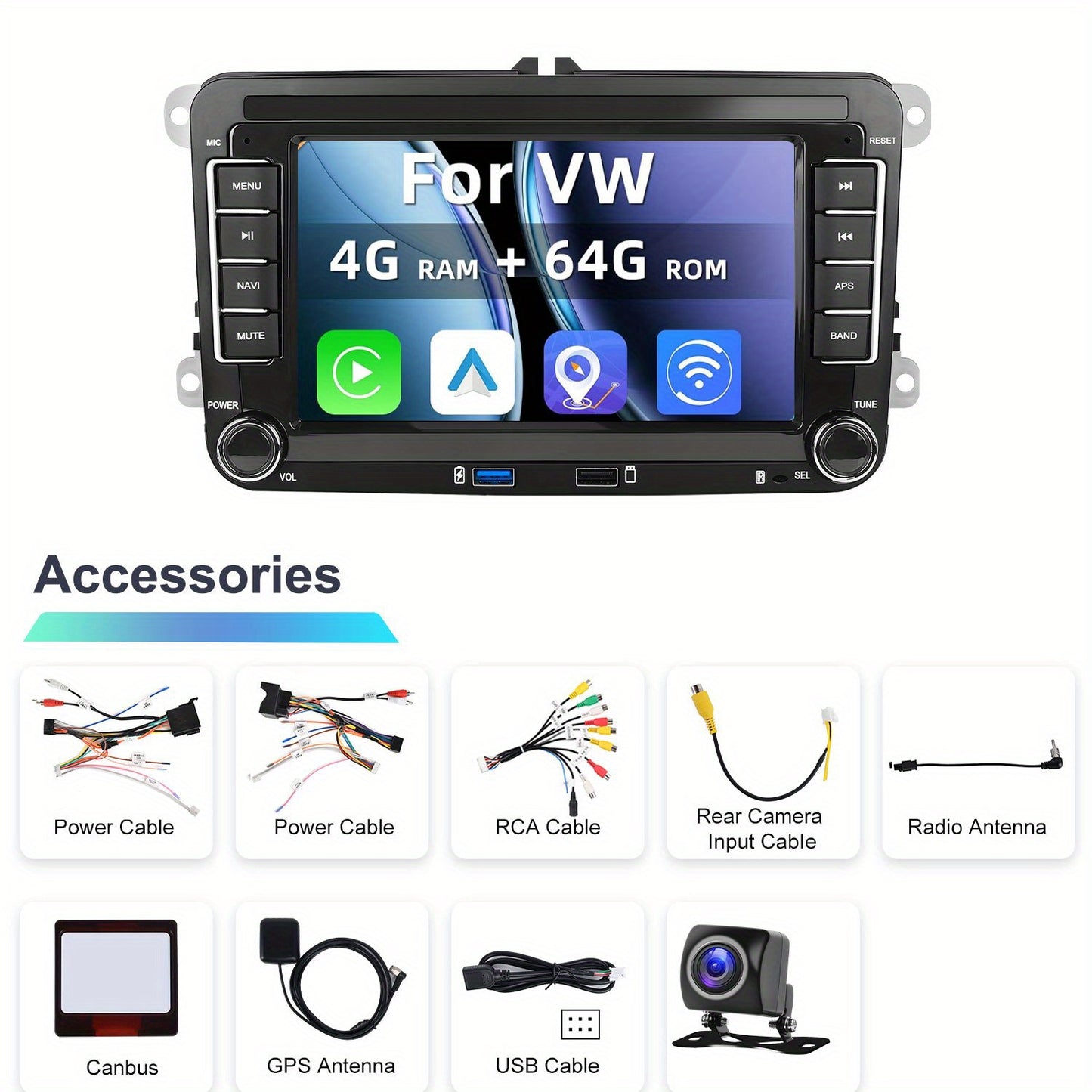 Android 15 Autoradio – Car Radio – Multimedia Systeem – Double DIN Navigatie – Auto Stereo – 7 Inch Capacitive Touchscreen – 8-Core Processor & CarPlay/Android Auto