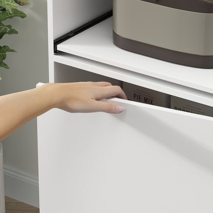Kast – Opbergkast – Dressoir – Garderobekast – Meubel – Wit MDF – Uitschuifbare Lade – Compact 50 cm Breed