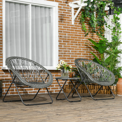 Tuinset – Buitenmeubelset – Patio Set – Tuinmeubilair – Balkonset – 2 Persoons – Stalen Frame – Opvouwbaar – Grijs